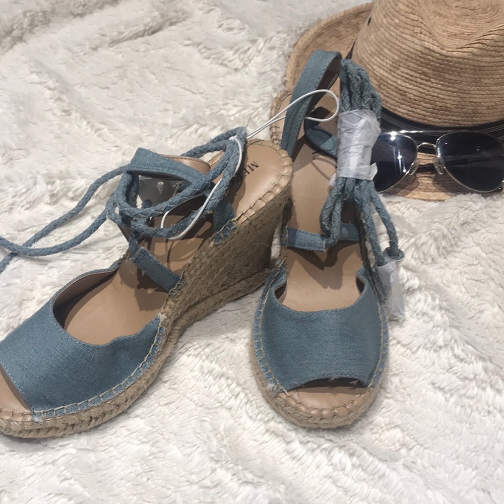 Light Blue espadrille wedges- new with tags!